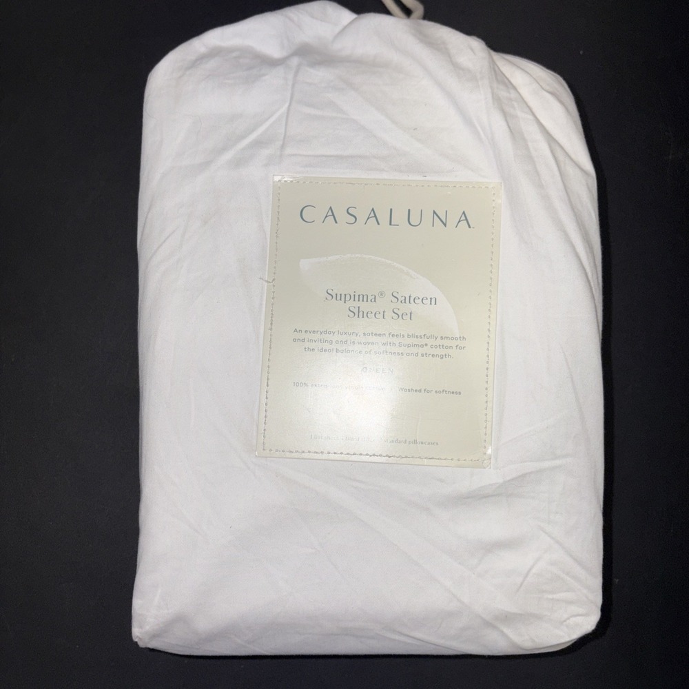 Casaluna Full Size 500 TC Supima Sateen Sheet Set - Fresh White